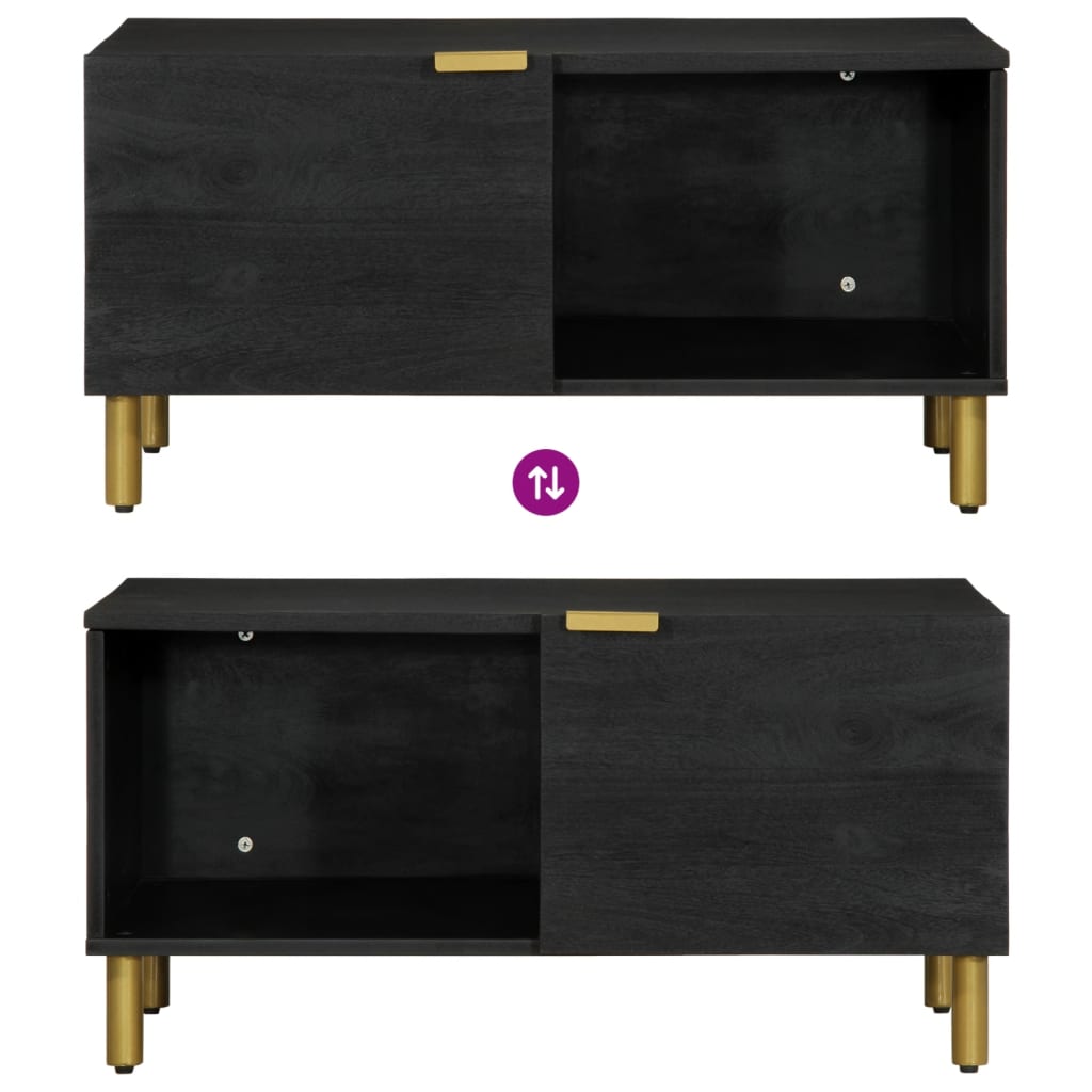 Mesa de centro Puma 1 puerta + compartimento negro 40x80x50 cm