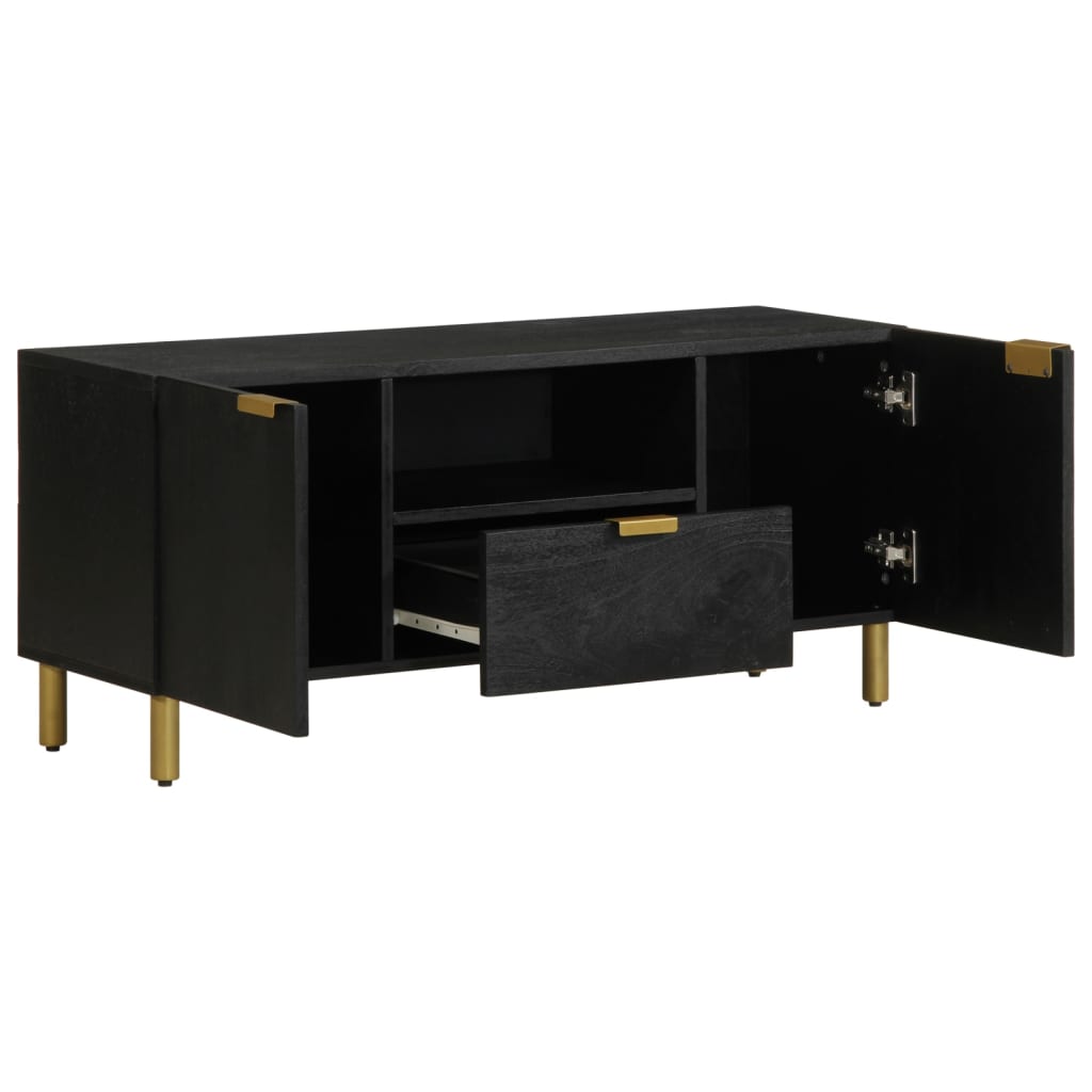 Mueble de TV Florencia 1 compartimento + 2 armarios + 1 cajón negro 46x105x33 cm fondo blanco