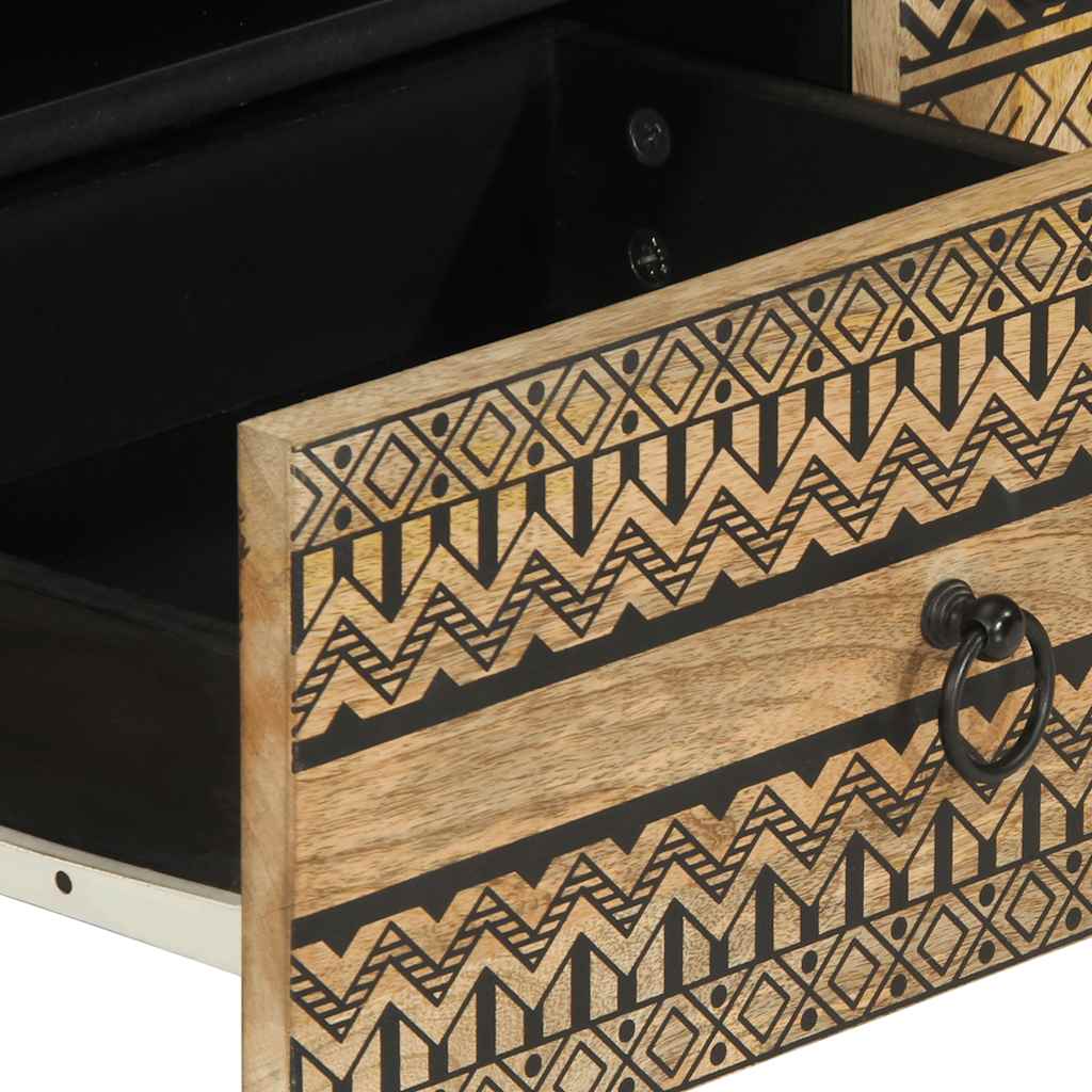 Mueble de TV Melazz 1 cajón + 2 puertas + 1 compartimento negro/natural 46x105x33,5 cm