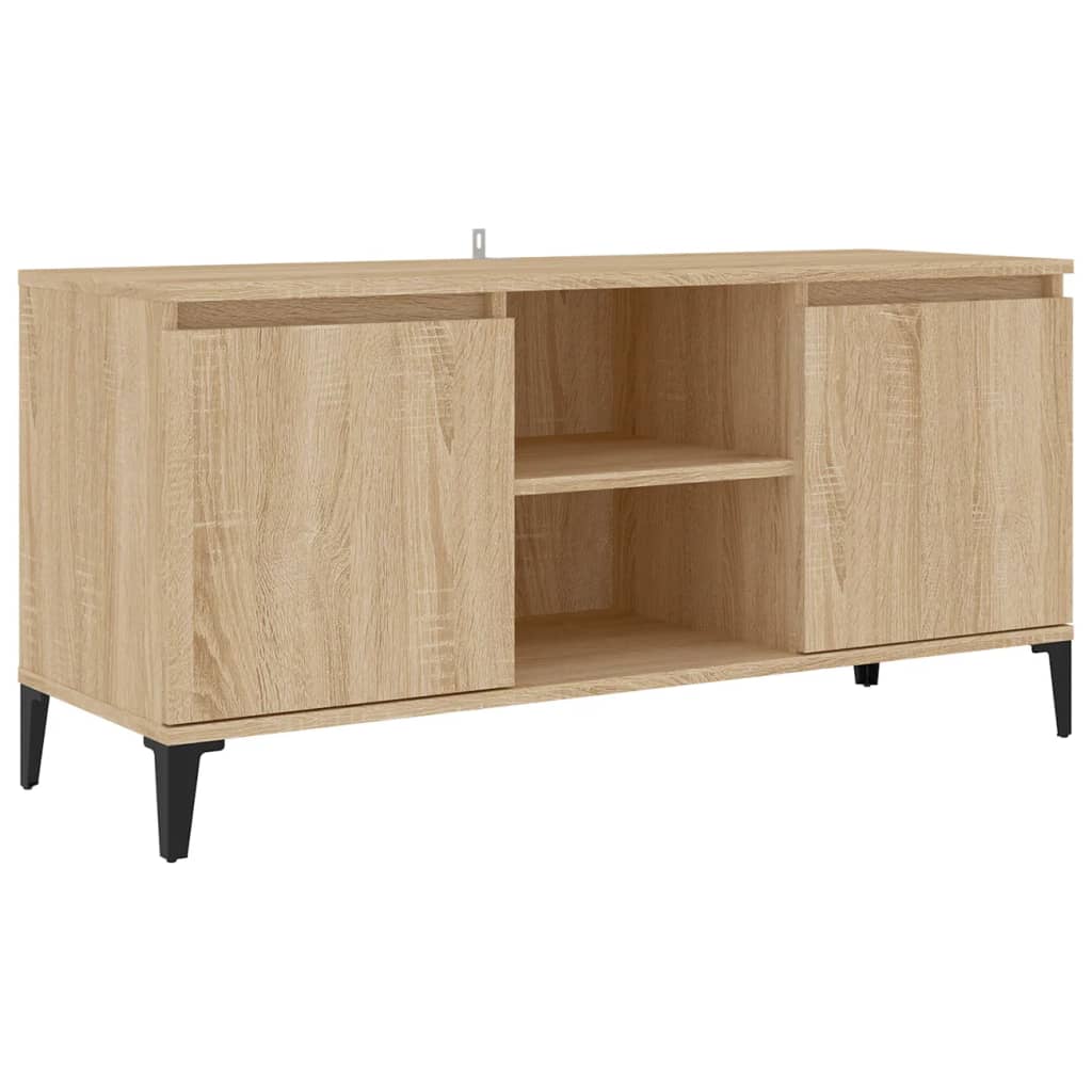 Mueble de TV Rif 2 puertas + 2 compartimentos roble claro 50x103,5x35 cm fondo blanco