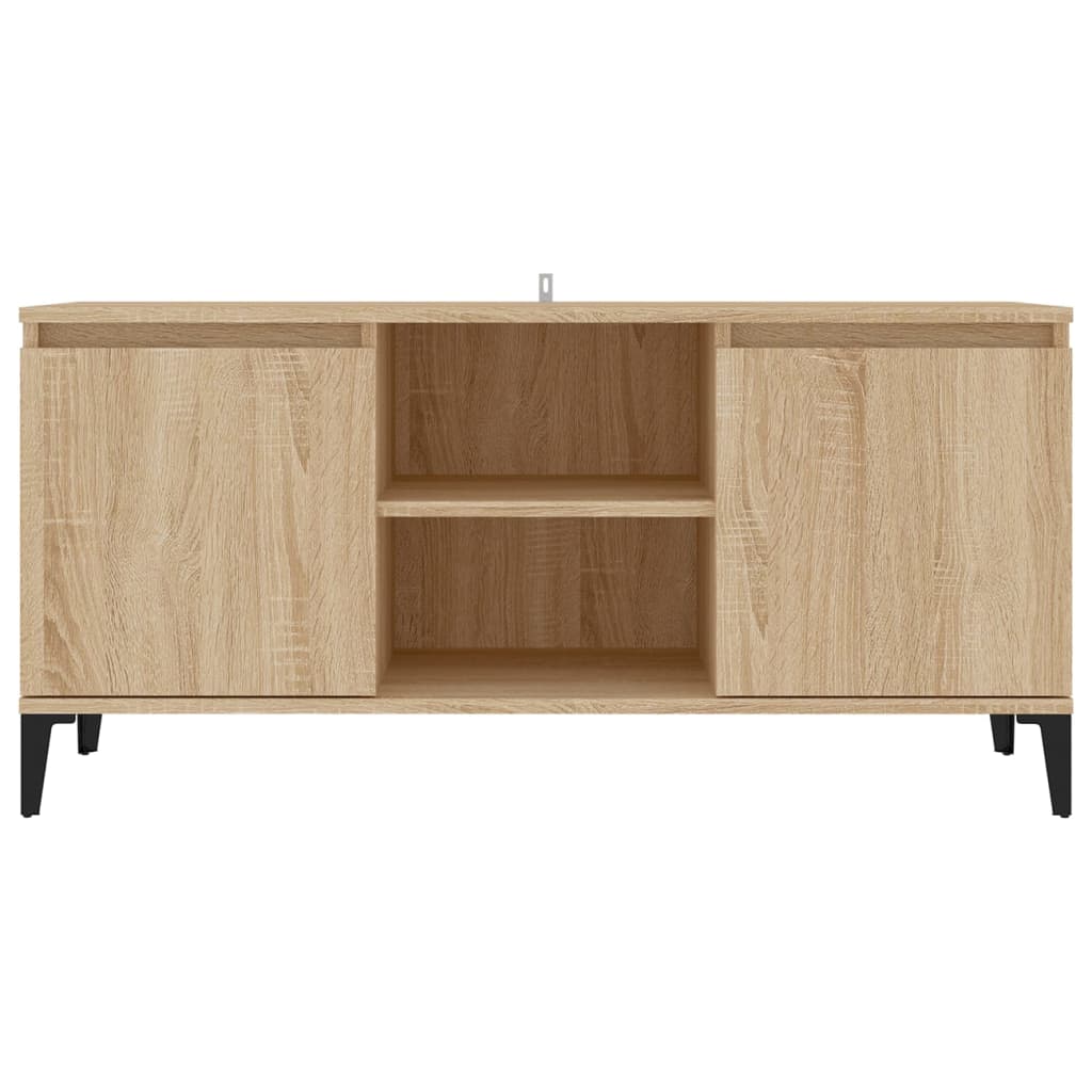 Mueble de TV Rif 2 puertas + 2 compartimentos roble claro 50x103,5x35 cm frontal