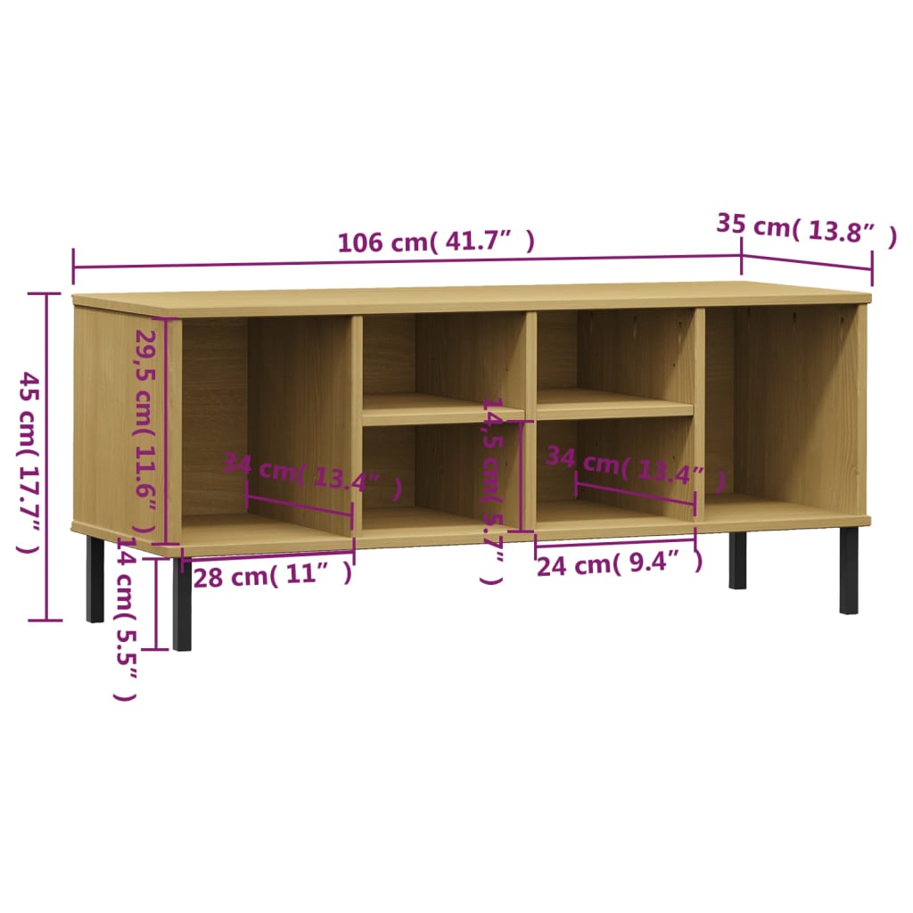 Zapatero Mieles 6 compartimentos madera de pino natural 45x106x35 cm medidas