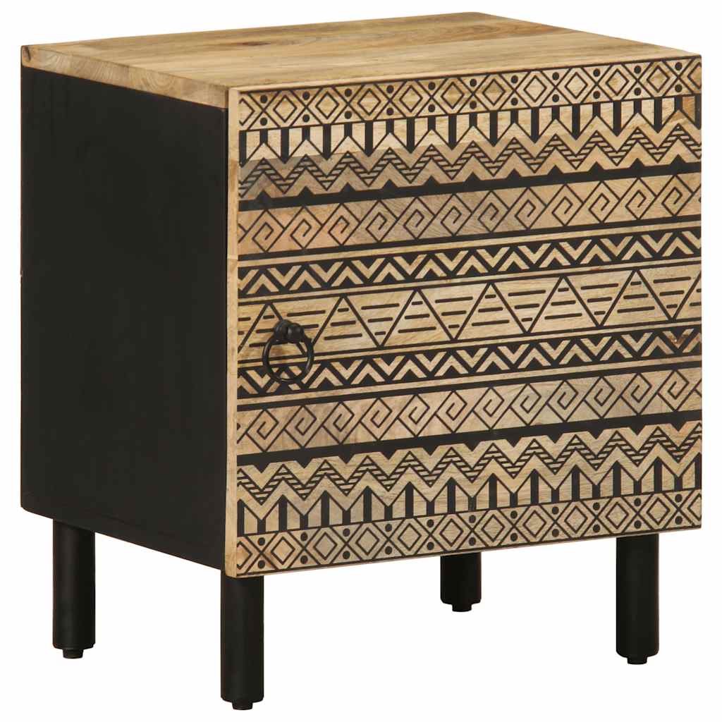 Pack de 2 mesitas de noche Egipto con puerta natural/negro 46x40x33,5 cm fondo blanco