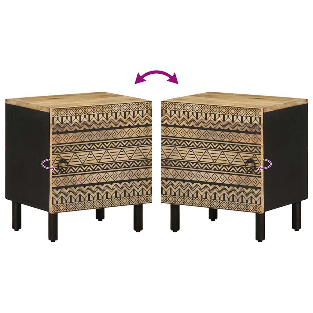 Pack de 2 mesitas de noche Egipto con puerta natural/negro 46x40x33,5 cm