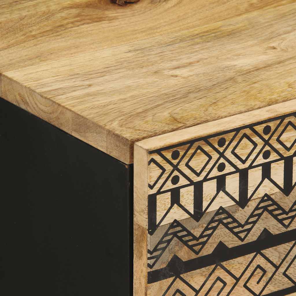 Pack de 2 mesitas de noche Egipto con puerta natural/negro 46x40x33,5 cm detalle