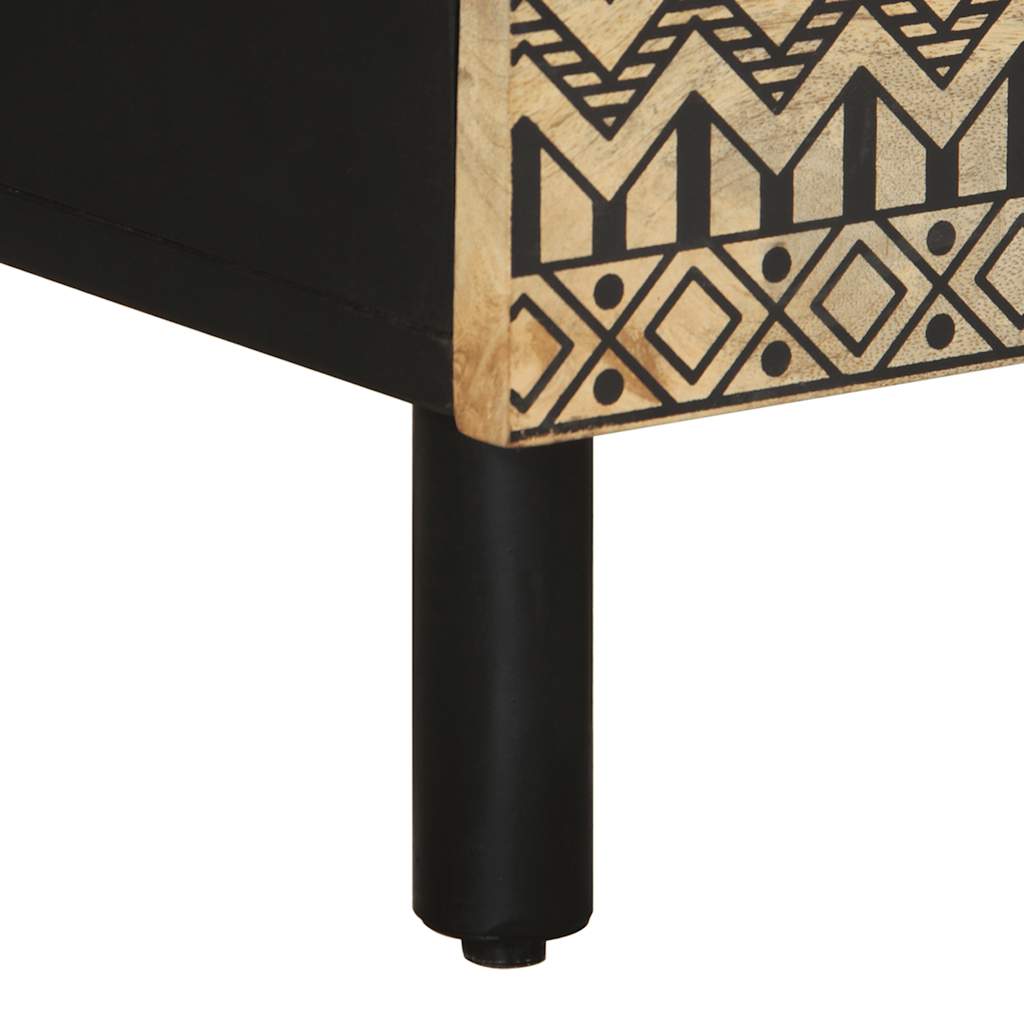 Pack de 2 mesitas de noche Egipto con puerta natural/negro 46x40x33,5 cm detalle pata