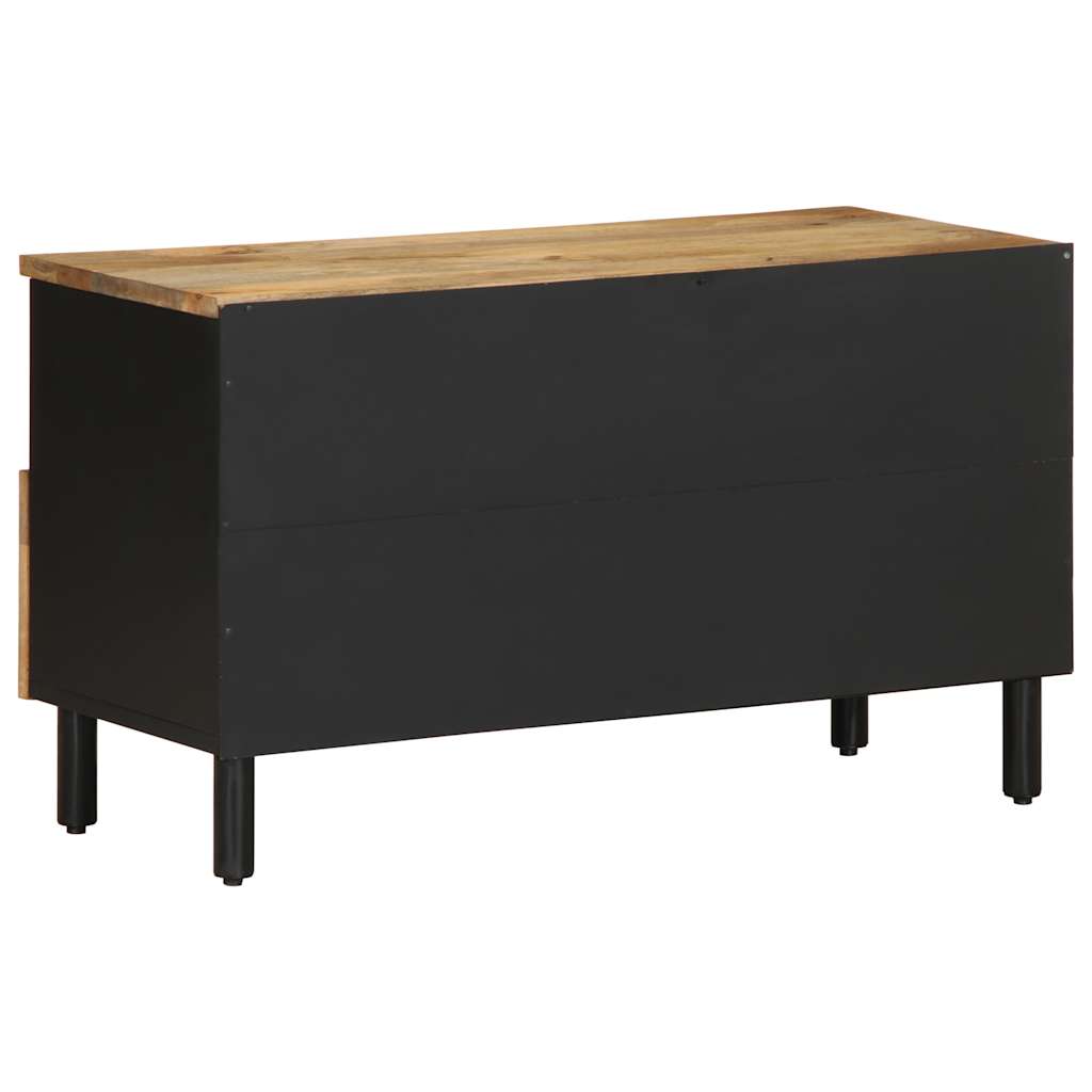 Mueble de TV Etniko 3 compartimentos + 1 cajón negro/natural 46x80x33,5 cm posterior