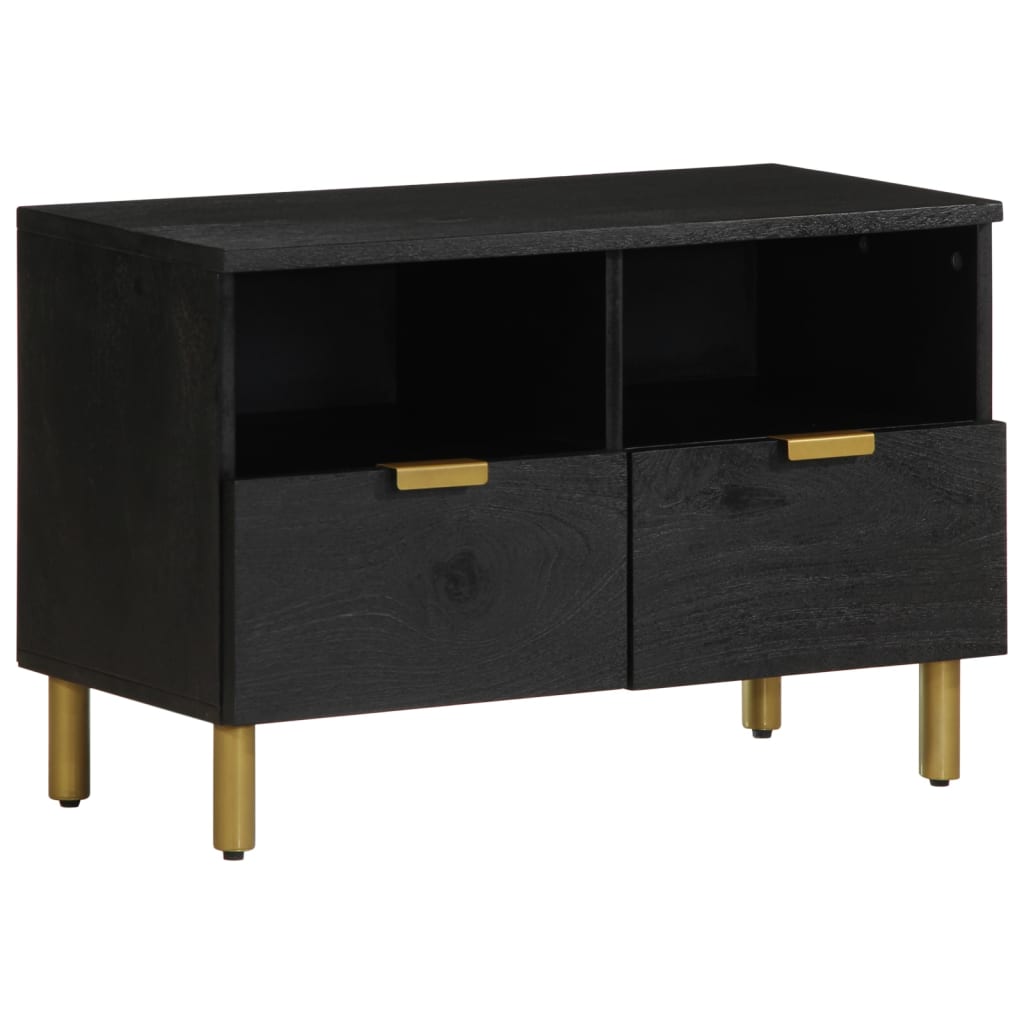 Mueble de TV Milano 2 compartimentos + 2 cajones negro 46x70x33 cm lateral