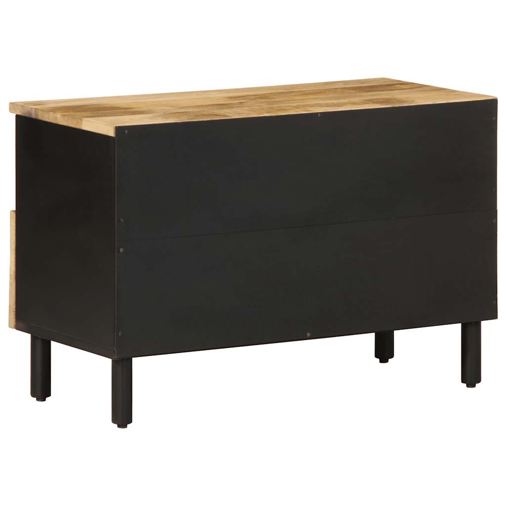 Mueble de TV Naskar 2 compartimentos + 2 cajones negro/natural 46x70x33,5 cm posterior