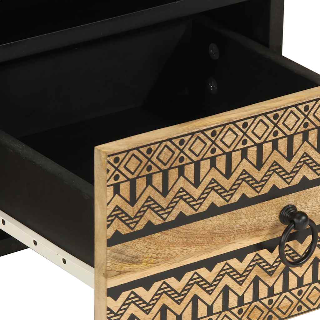 Mueble de TV Naskar 2 compartimentos + 2 cajones negro/natural 46x70x33,5 cm detalle