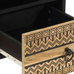 Mueble de TV Naskar 2 compartimentos + 2 cajones negro/natural 46x70x33,5 cm detalle