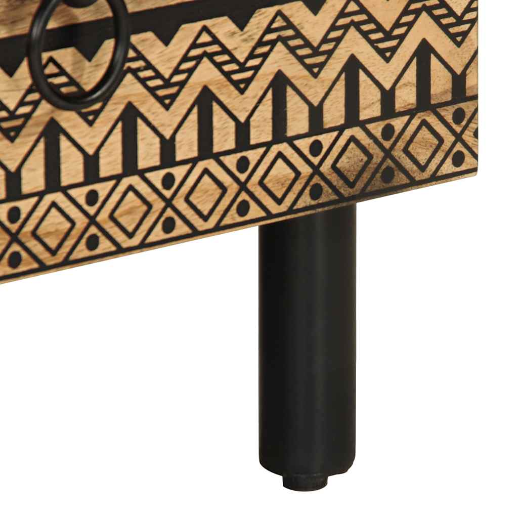 Mueble de TV Naskar 2 compartimentos + 2 cajones negro/natural 46x70x33,5 cm patas