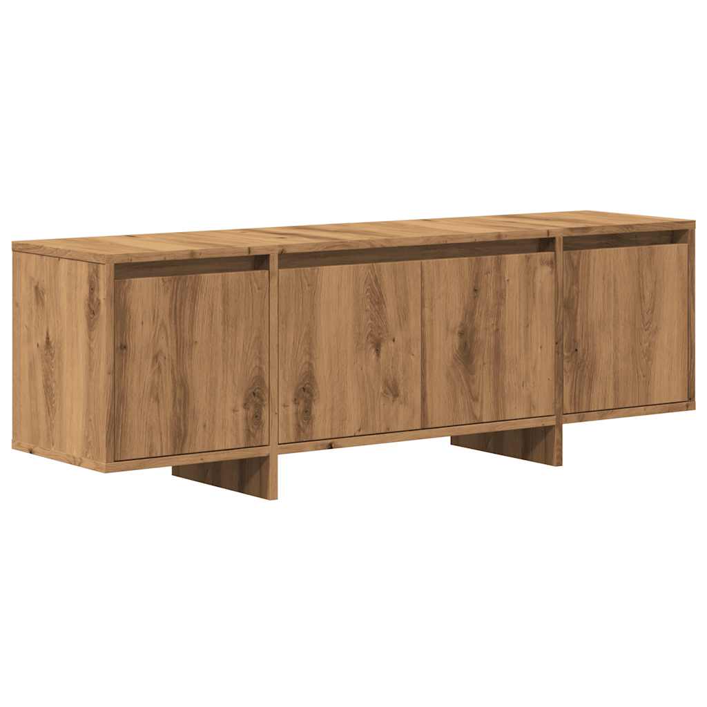 Mueble de TV Sima 3 armarios roble 40,5x120x30 cm fondo blanco