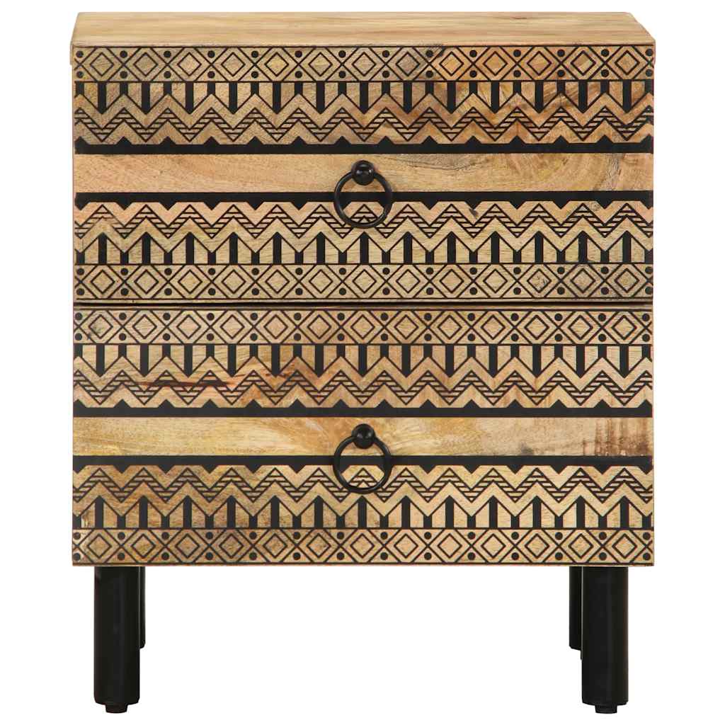 Pack de 2 mesitas Acolhuas 2 cajones negro/natural 46x40x33,5 cm frontal