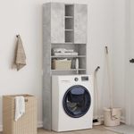 Armario para lavadora Nemo 2 puertas + 5 compartimentos gris 190x64x25,5 cm animada hogar