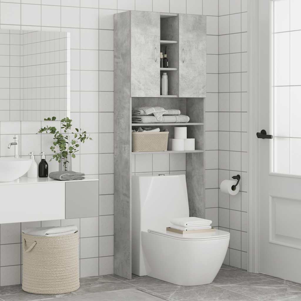 Armario para lavadora Nemo 2 puertas + 5 compartimentos gris 190x64x25,5 cm animada baño