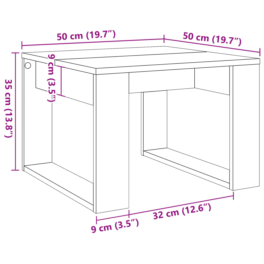 Mesa auxiliar Texas diseño fijo madera 35x50 cm medidas