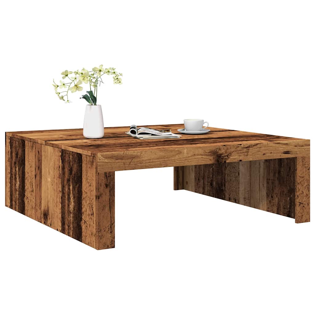 Mesa de centro Canela diseño madera fijo 35x100x100 cm animada