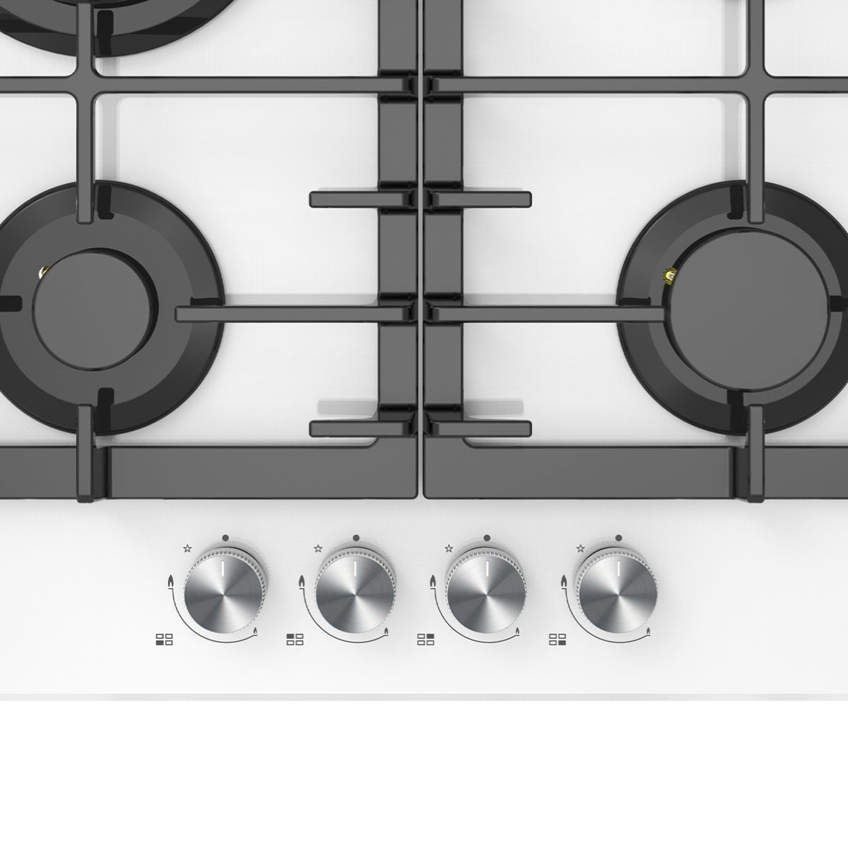 Placa de gas Infiniton GG-43BK encastrable 4 zonas cristal blanco 60 cm control