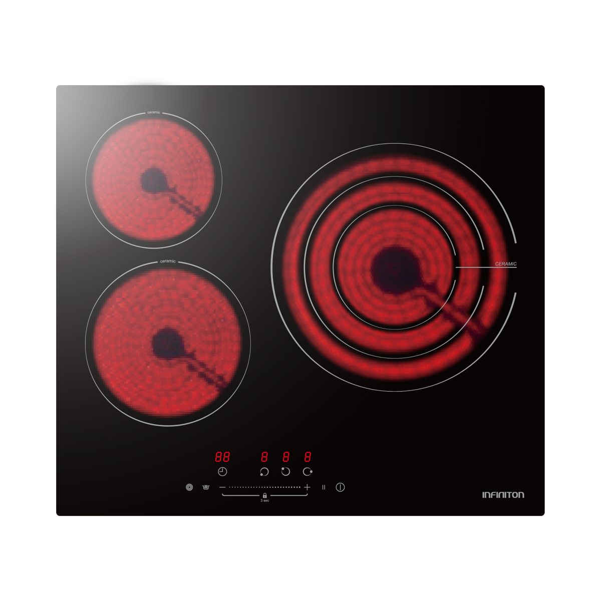 Vitrocerámica Infiniton VIT3N30 3 zonas 9 potencias negro 60 cm