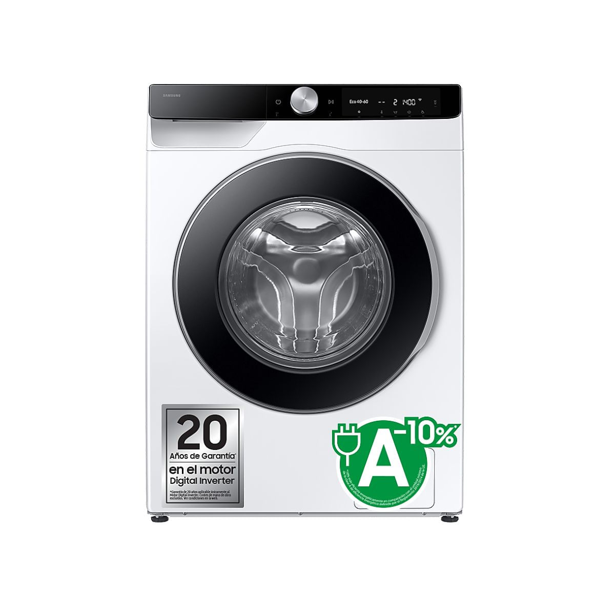 Lavadora carga frontal Samsung WW90DG6U85LKU3 9kg 1400 rpm WiFi A blanco 60 cm fondo blanco