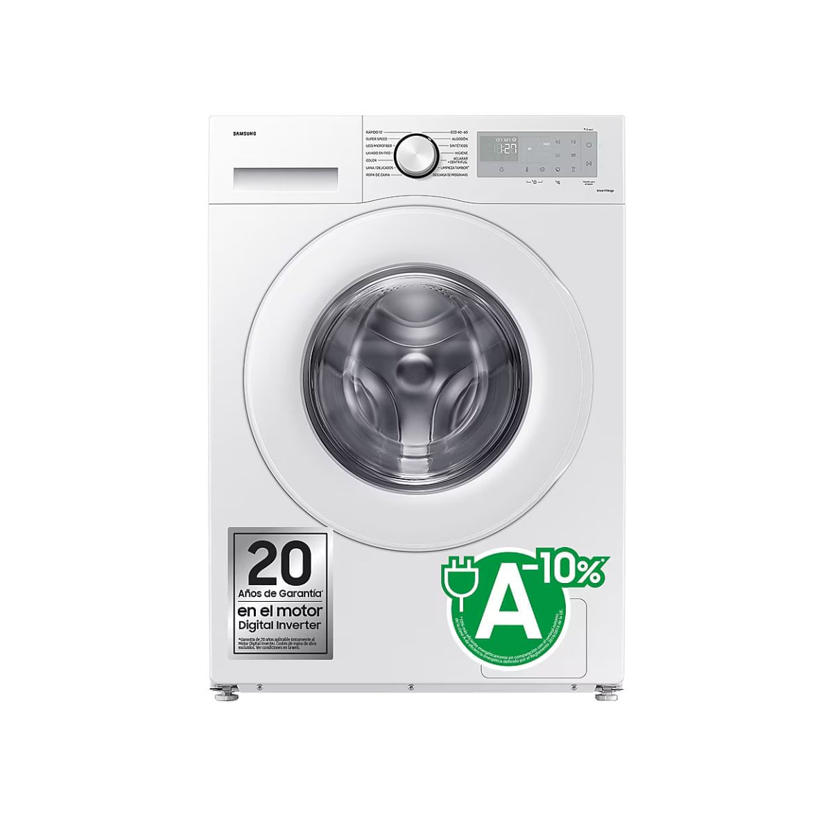 Lavadora carga frontal Samsung WW11DG5B25THEC 11kg 1400 rpm 14 programas A blanco 60 cm fondo blanco