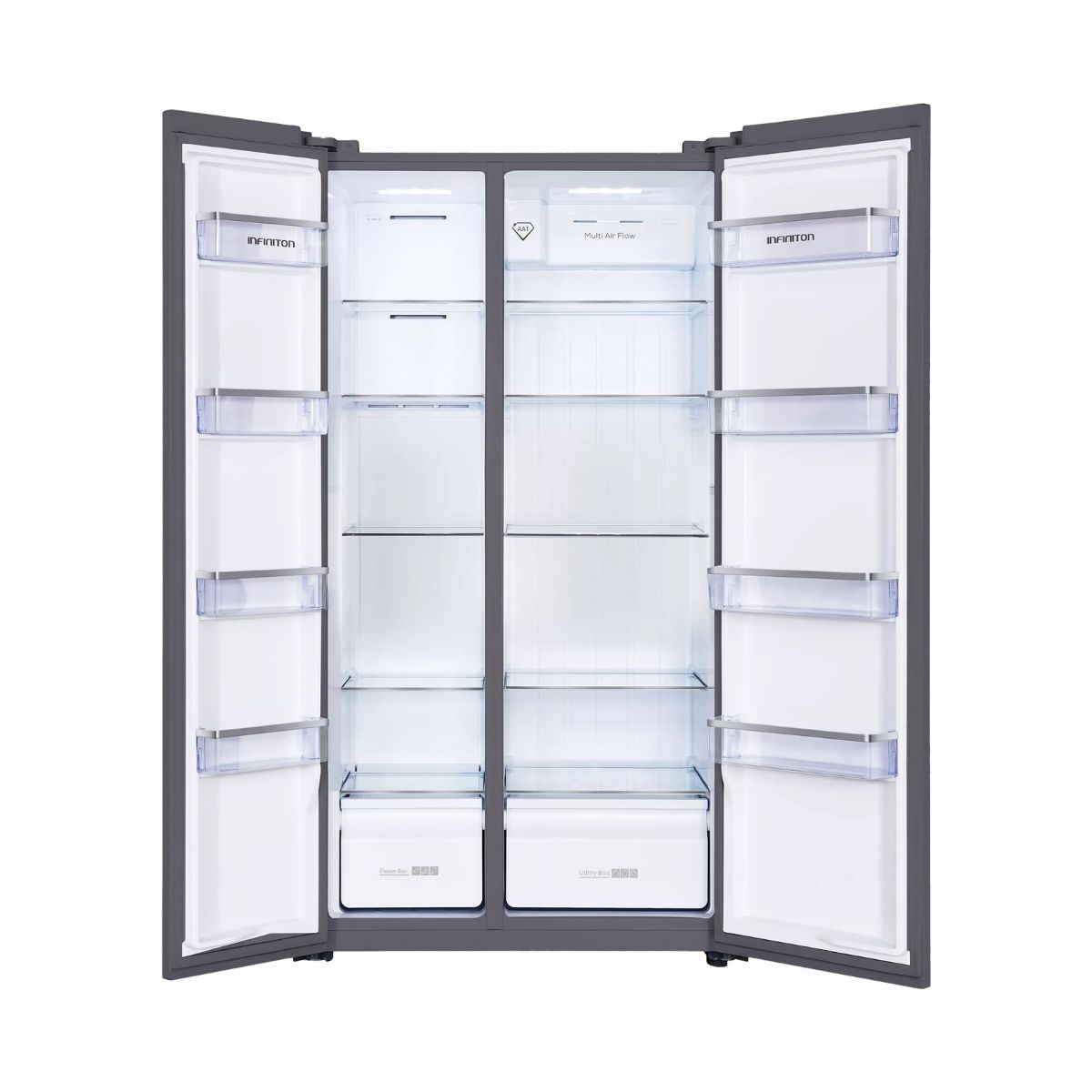 Frigorífico americano Infiniton SBS-506A77XEM No Frost 505L E inox 176,8 cm interior