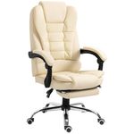 Silla de oficina Zeni reclinable + reposapiés crema 109-117x64,5x69 cm