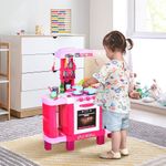 Cocinita de juguete Baby Homcom 38 accesorios +3A rosa 87x78x29 cm animada