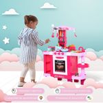 Cocinita de juguete Baby Homcom 38 accesorios +3A rosa 87x78x29 cm