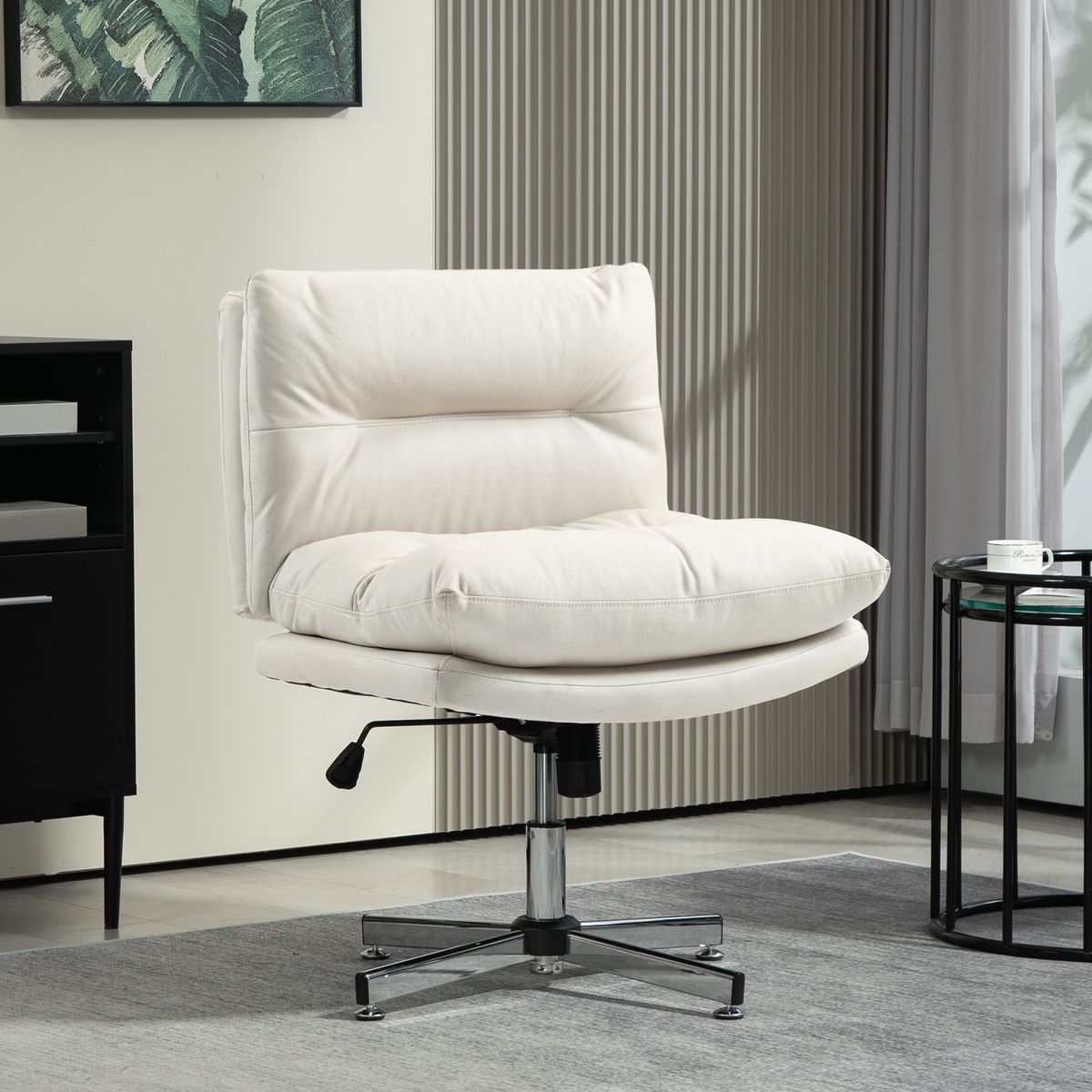 Silla de escritorio Halo Homcom altura regulable + basculante blanco 84-94x65x65 cm