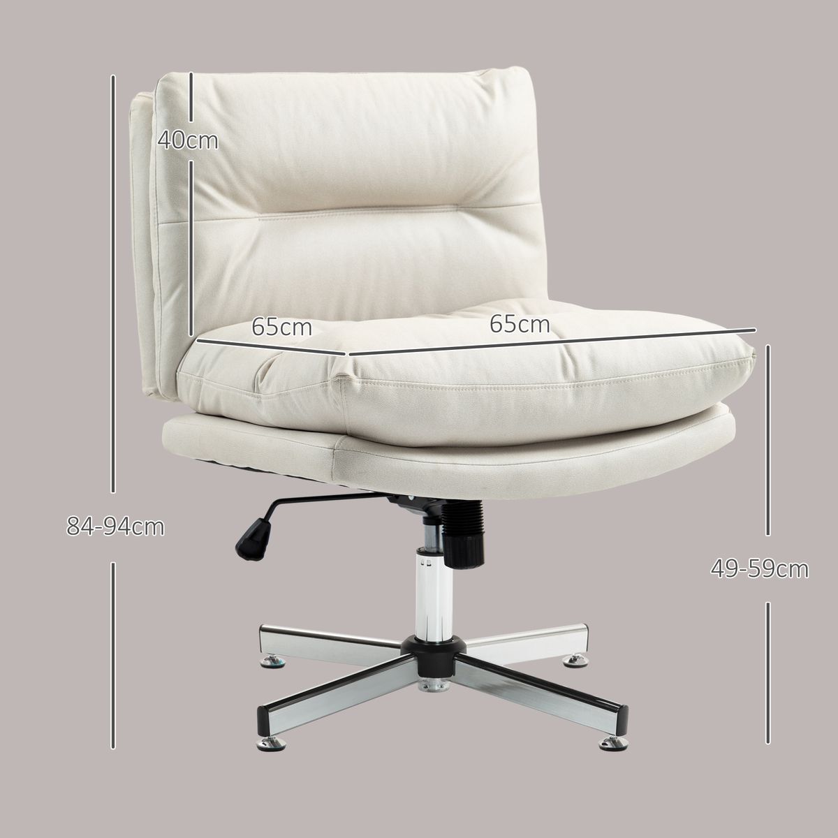 Silla de escritorio Halo Homcom altura regulable + basculante blanco 84-94x65x65 cm