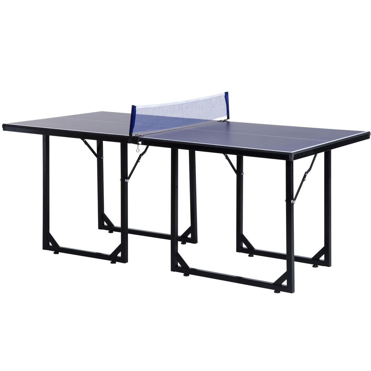 Mesa de ping pong Homcom plegable con red azul 76x182x91 cm fondo blanco