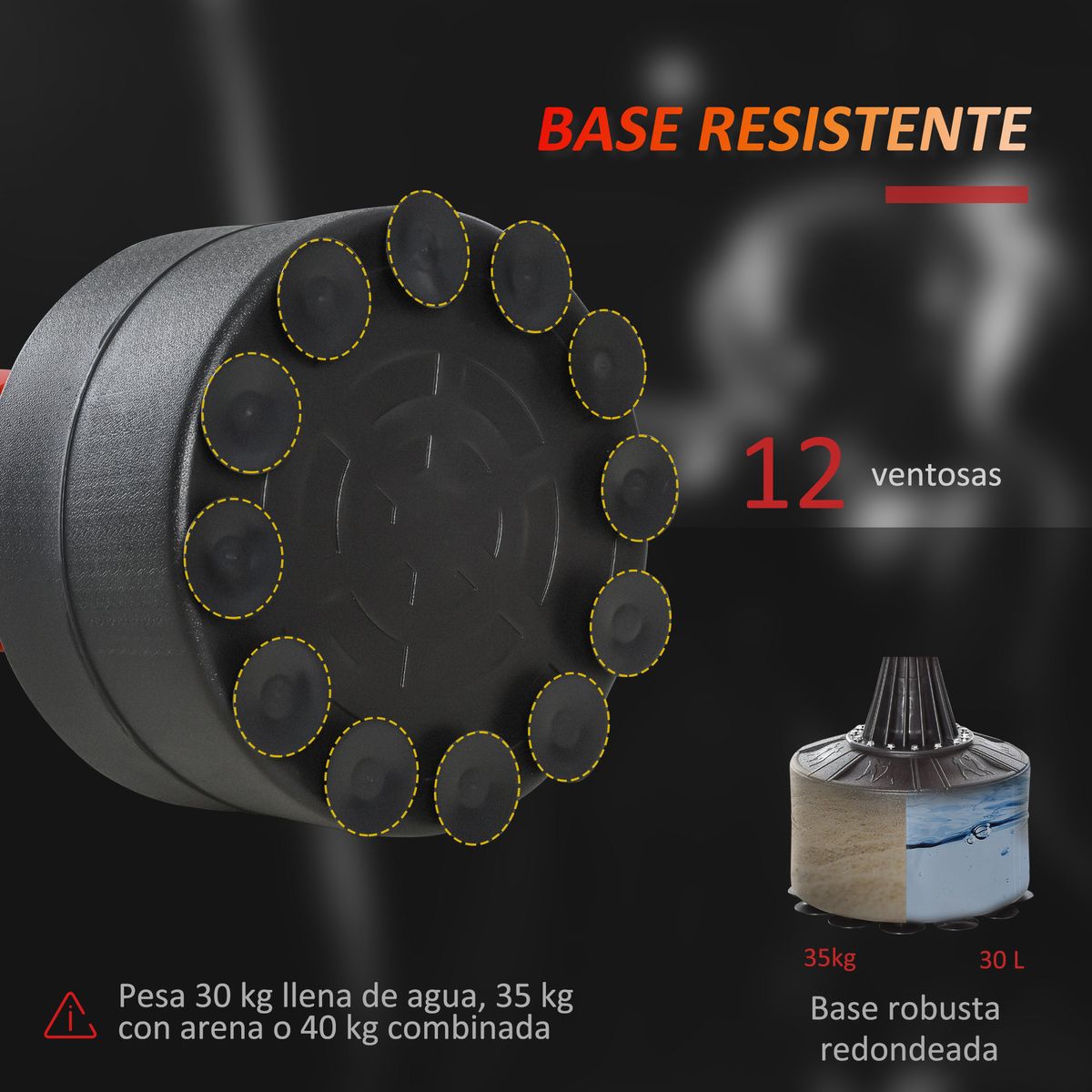 Saco de boxeo de pie Blaze Homcom barra giratoria + bola de velocidad negro/rojo 155-205x48x88 cm