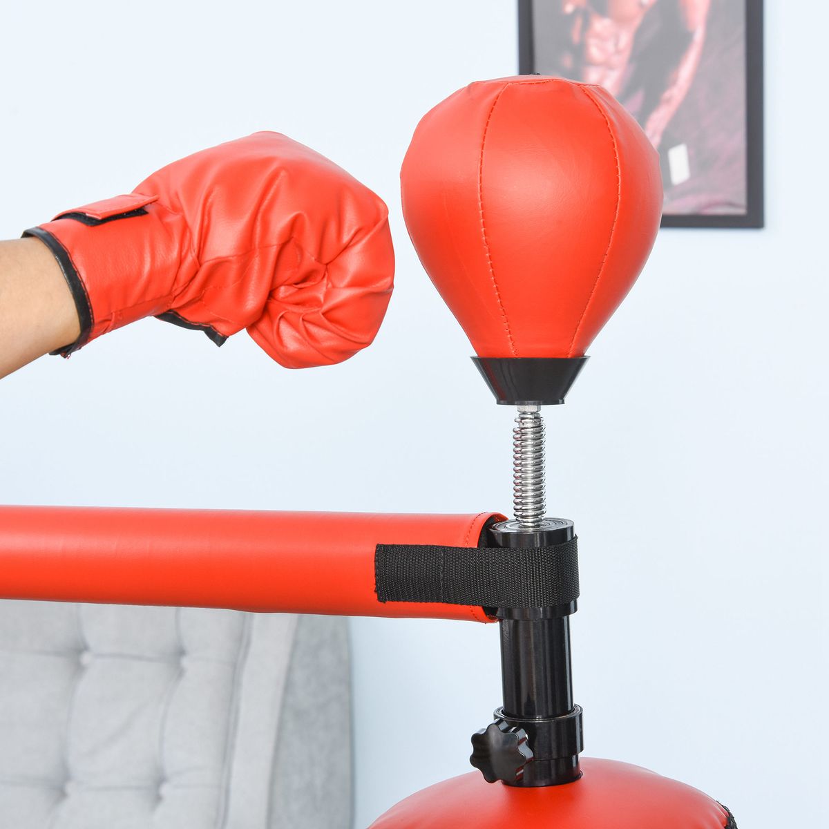 Saco de boxeo de pie Blaze Homcom barra giratoria + bola de velocidad negro/rojo 155-205x48x88 cm