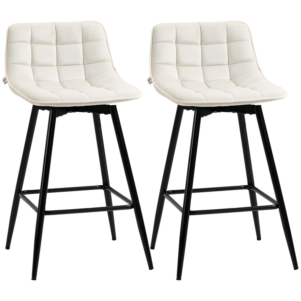 Pack de 2 taburetes Nube Homcom con respaldo acolchado crema 84x45x47 cm fondo blanco