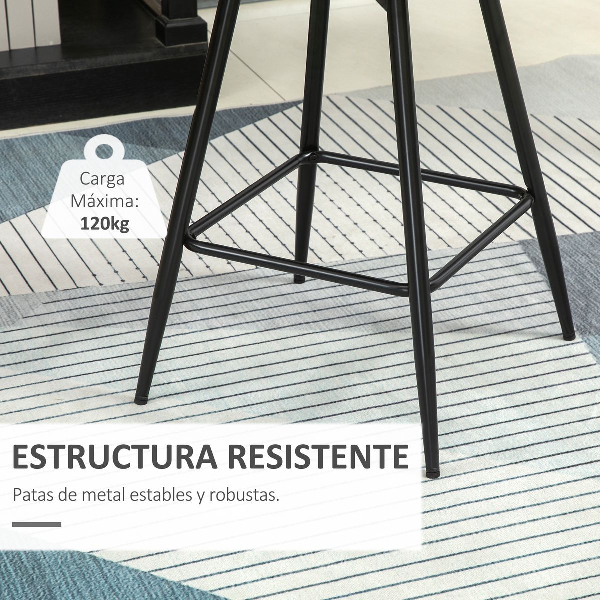 Pack de 2 taburetes Nube Homcom con respaldo acolchado crema 84x45x47 cm