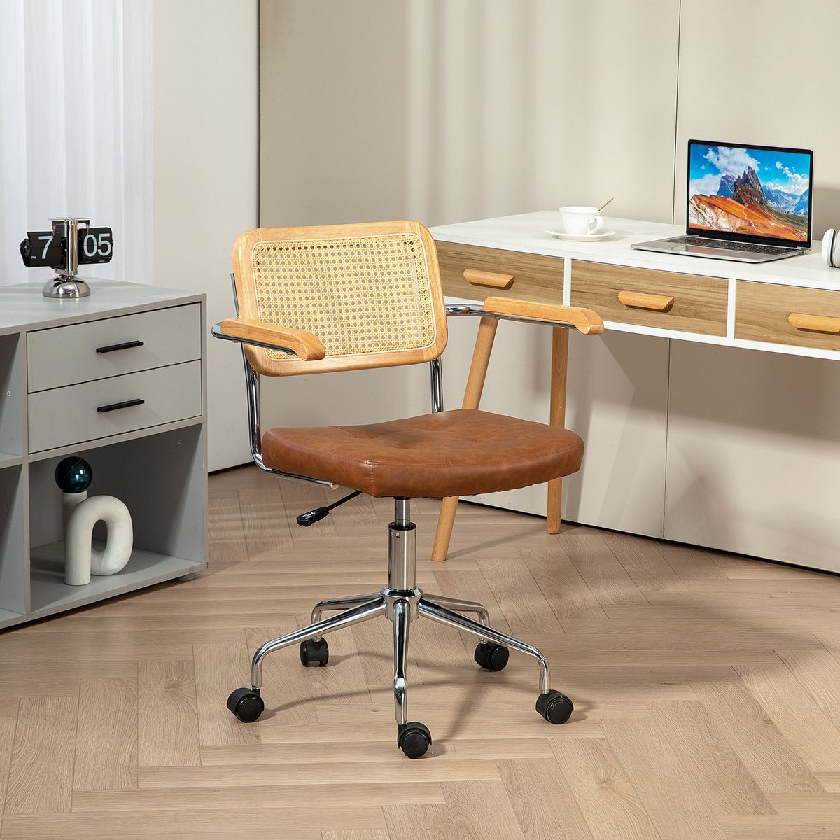 Silla de oficina Pulse Homcom basculante + altura regulable 82-90x55,5x60 cm