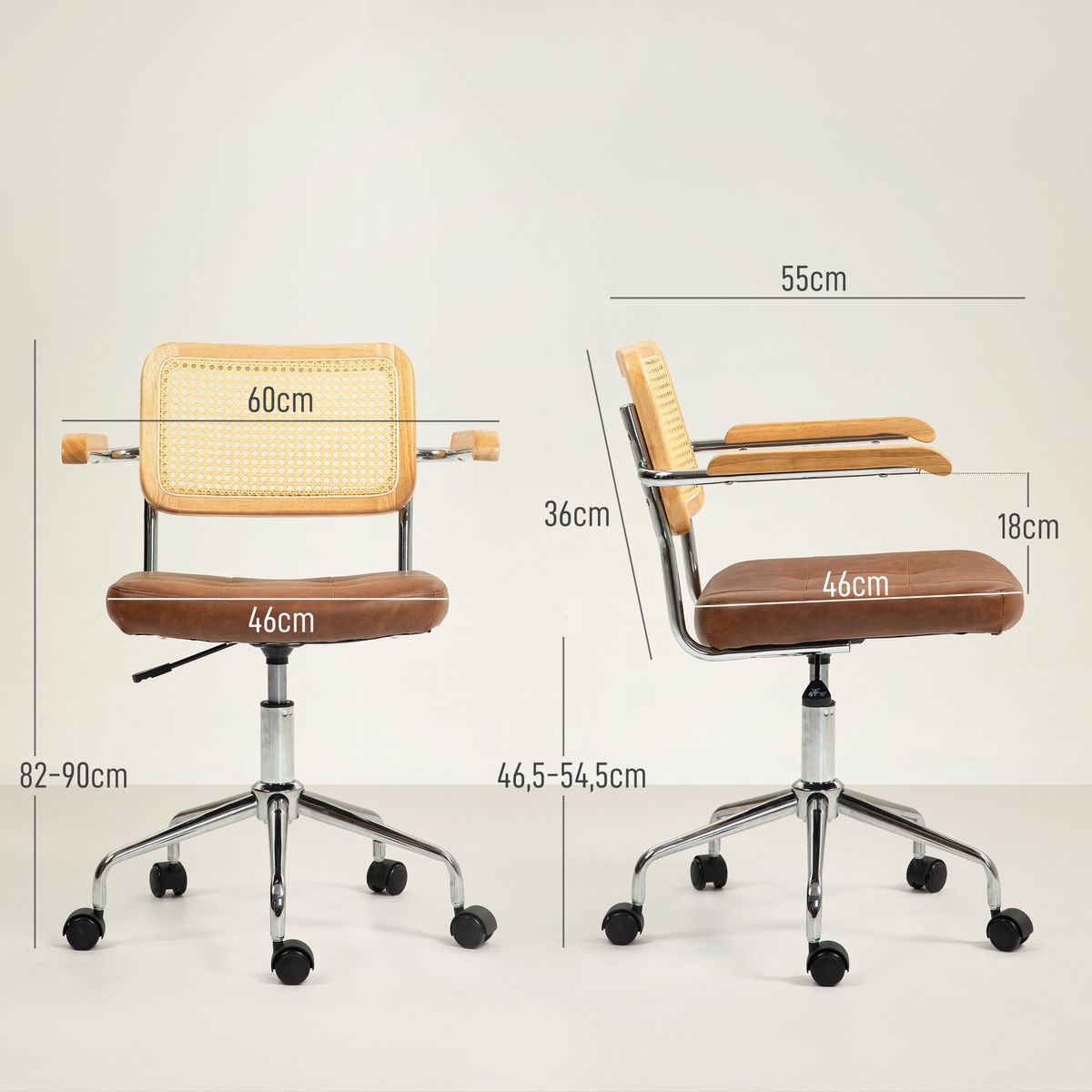 Silla de oficina Pulse Homcom basculante + altura regulable 82-90x55,5x60 cm