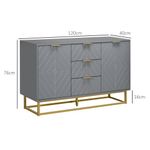 Aparador Luxor Homcom 3 cajones + 2 armarios gris 76x120x40 cm medidas