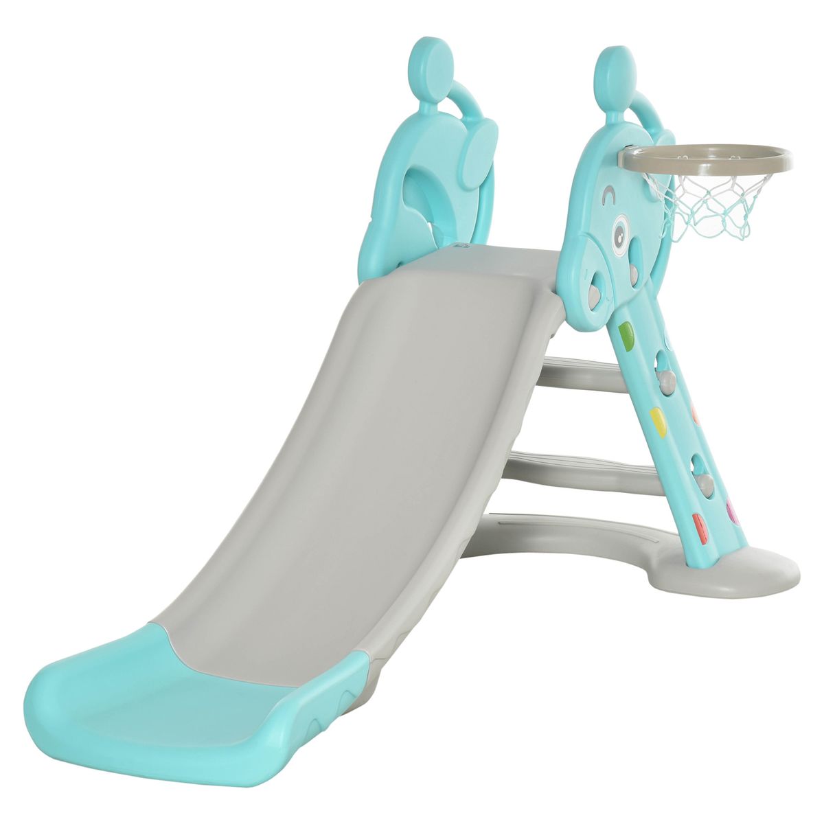 Tobogán infantil Libélula Homcom plegable con canasta +18 meses azul/gris 85,5x147x82 cm fondo blanco