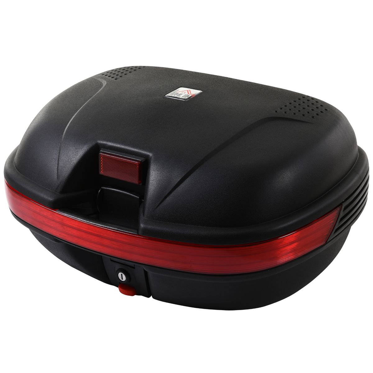 Baúl de moto Homcom 43L con 2 llaves negro 27,5x55,5x41 cm fondo blanco