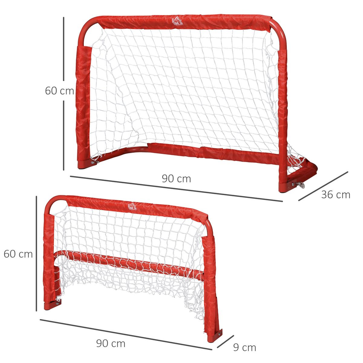Pack de 2 miniporterías Axis Homcom plegables rojo 60x90x36 cm