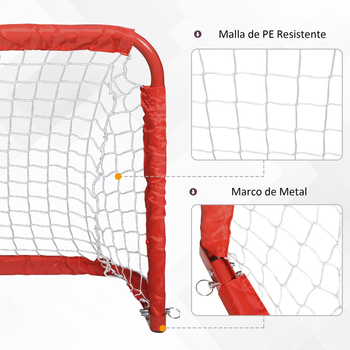 Pack de 2 miniporterías Axis Homcom plegables rojo 60x90x36 cm