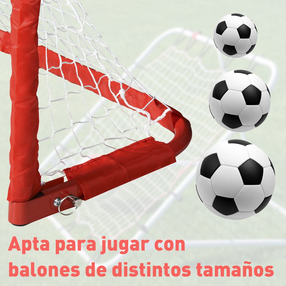 Pack de 2 miniporterías Axis Homcom plegables rojo 60x90x36 cm