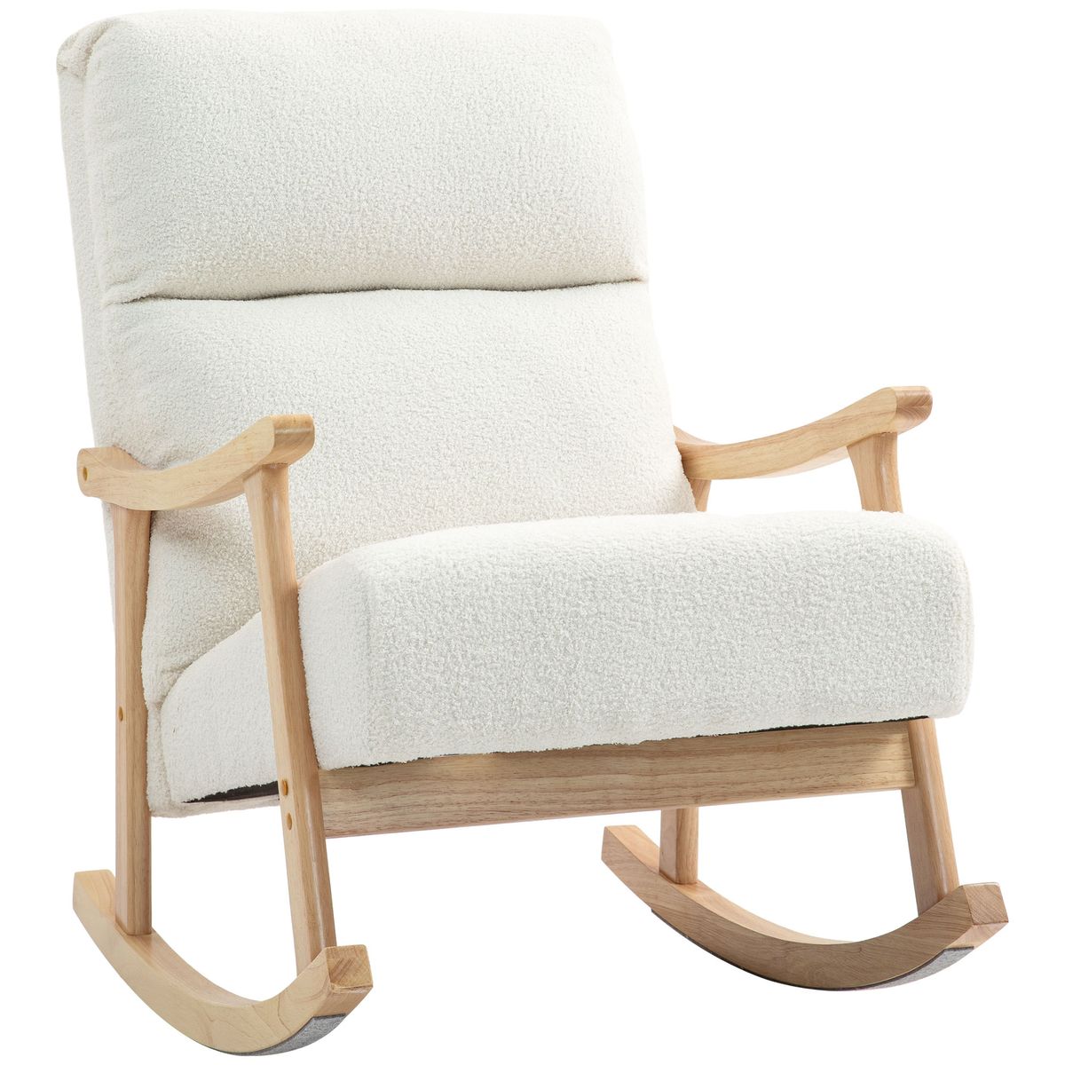 Mecedora Shava Homcom tapizado borrego con reposabrazos crema 98x65x90 cm fondo blanco
