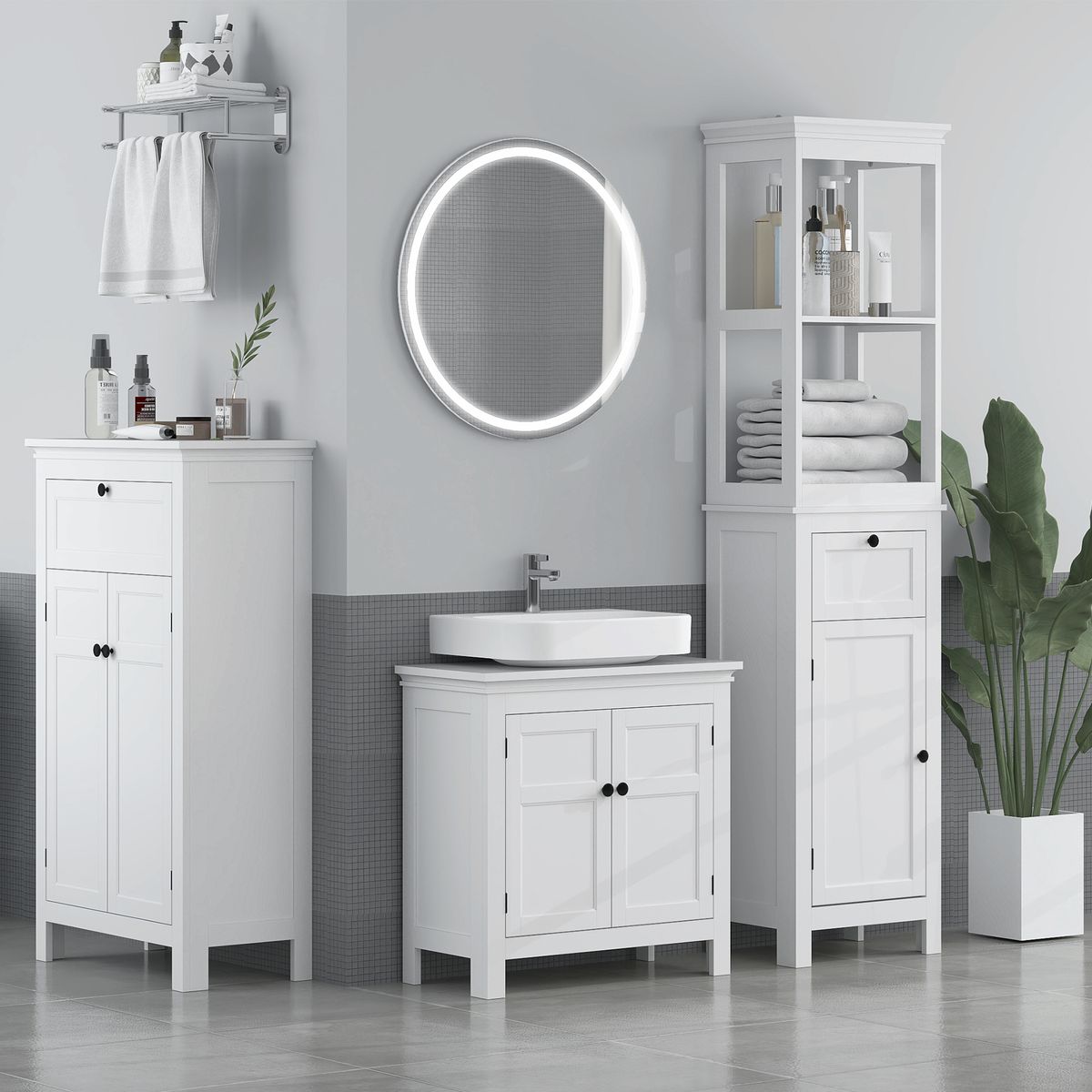 Mueble auxiliar Artemisa Homcom 2 puertas + cajón blanco 102,5x60x30 cm animada