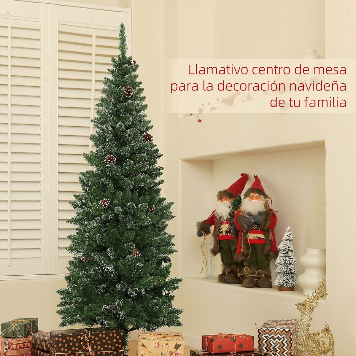 Árbol de Navidad Homcom 395 ramas con piñas verde Ø54x150 cm
