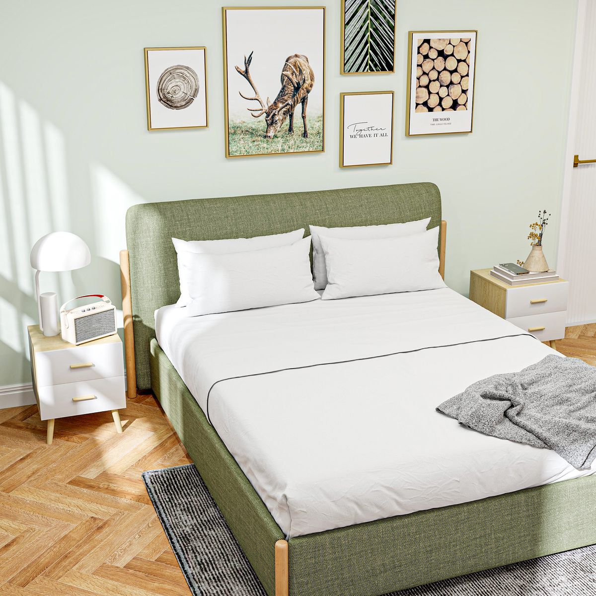 Pack de 2 mesitas de noche Asger 2 cajones roble 50x40 cm animada