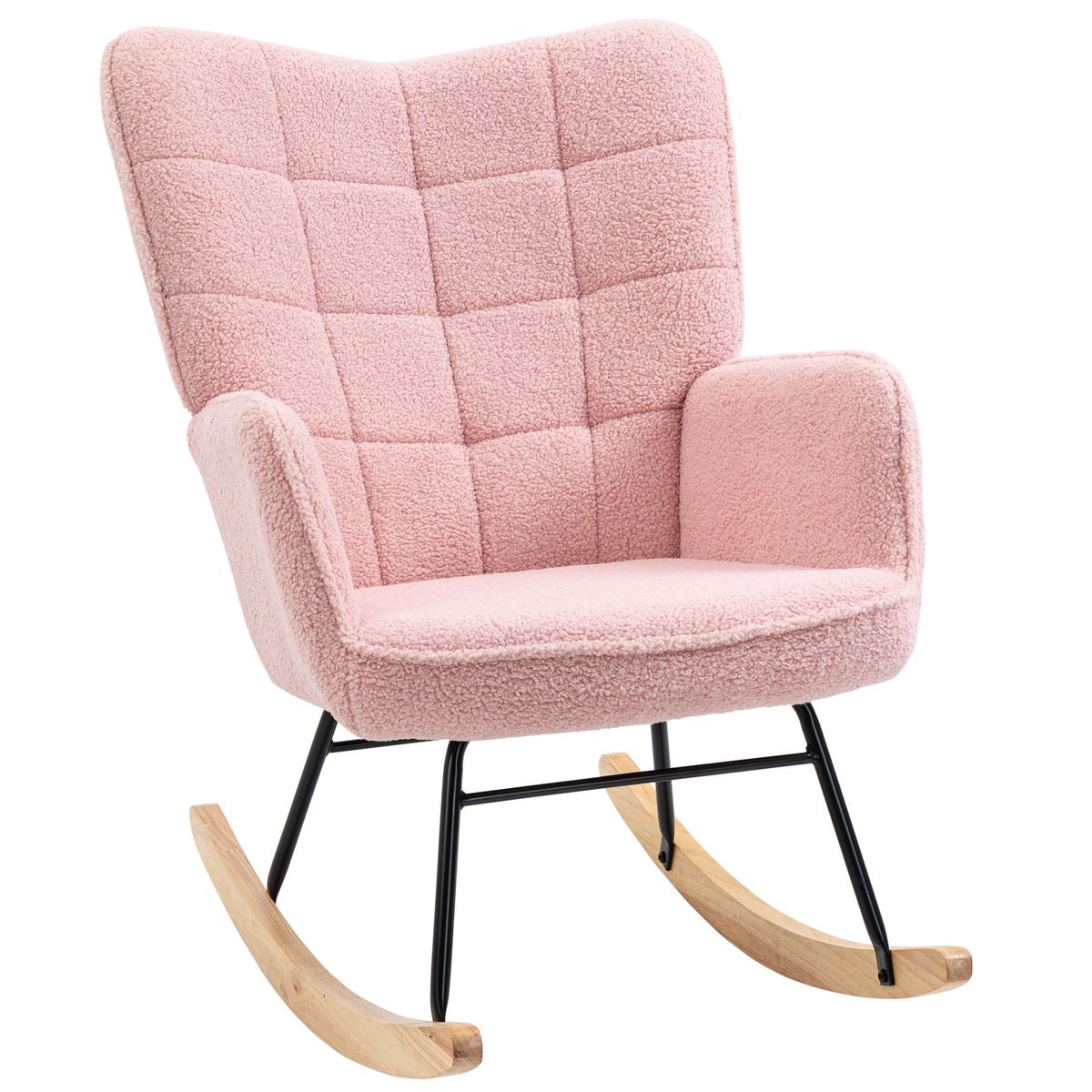 Mecedora Rouse Homcom respaldo alto con reposabrazos rosa 101x71x98 cm fondo blanco